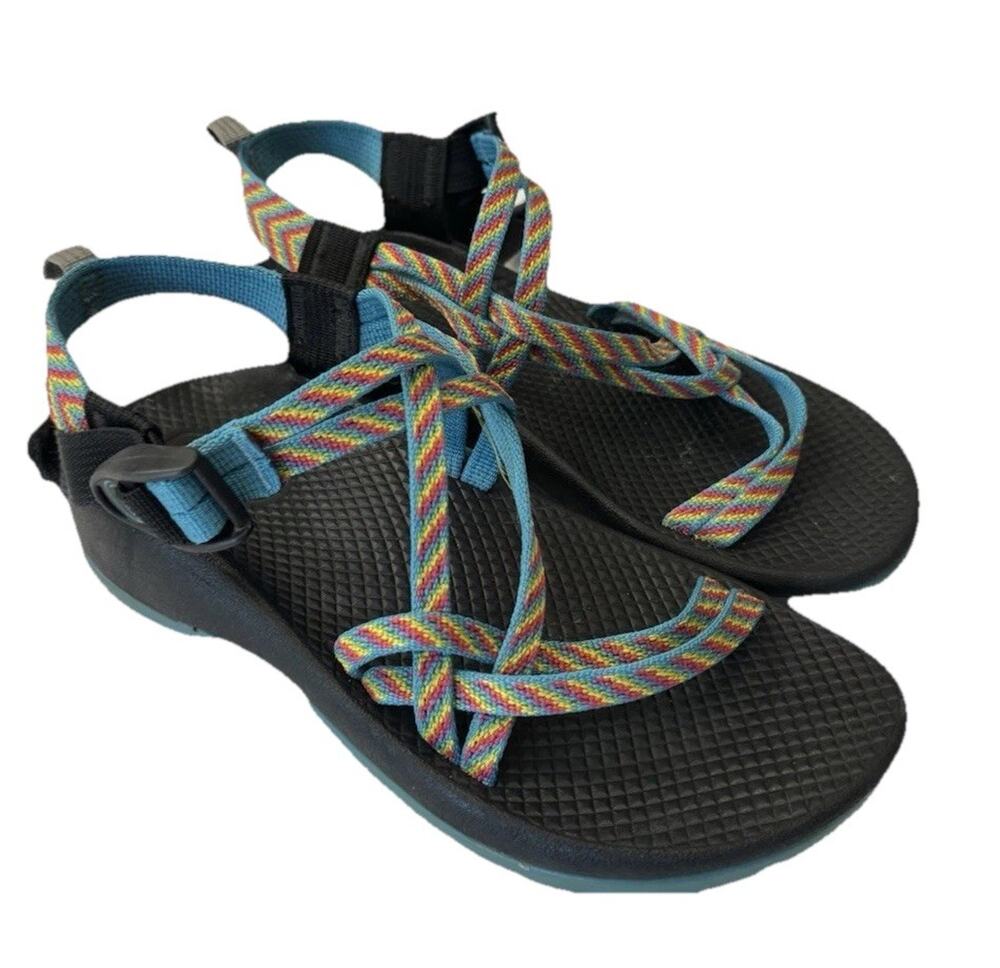 Chaco ZX/2 Yampa Fiesta Rainbow Sandals Girls Youth 4 Dual Strap Toe Loop